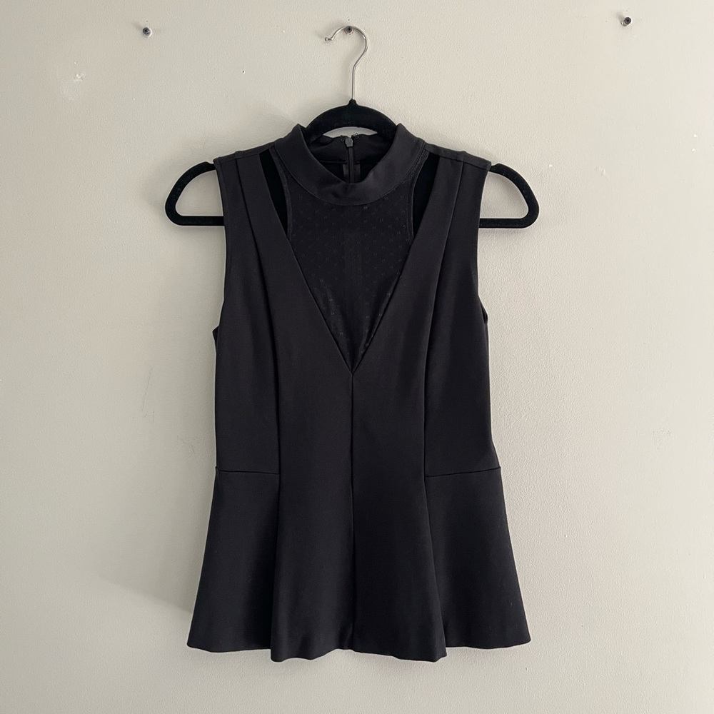 Guess Black Sheer Peplum Top
